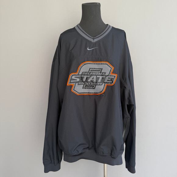 Mens Nike Oklahoma State OSU pullover - v neck - black - pockets - jacket - XL - Picture 1 of 11
